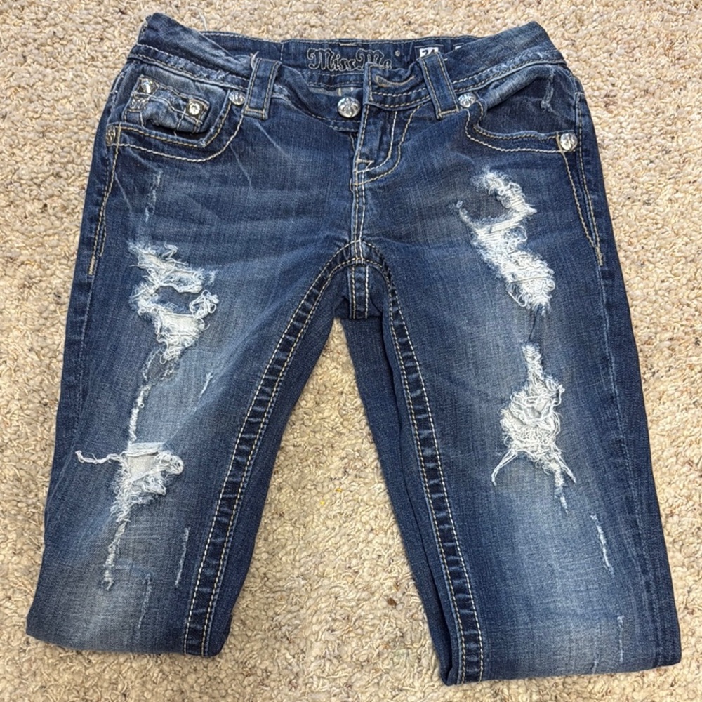 Miss Me Blue Bootcut Distressed Jeans